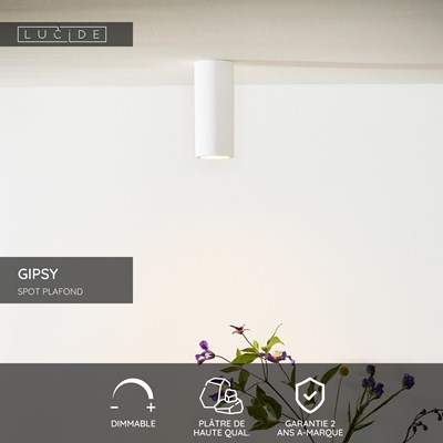 Lucide GIPSY - Spot plafond - Ø 7 cm - 1xGU10 - Blanc